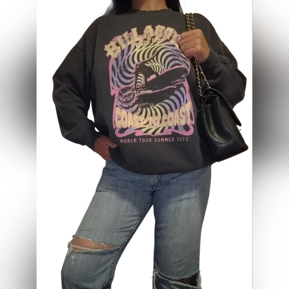 Billabong Black and Pink Graphic Crewneck Sweater - Picture 3 of 5